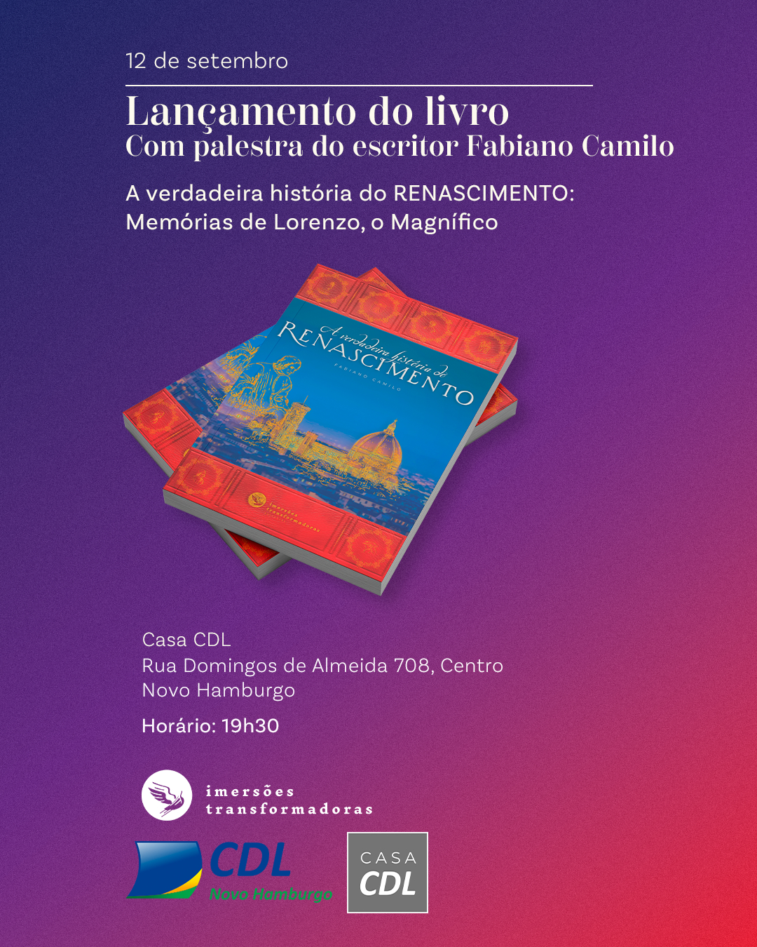 Fabiano Camilo lança livro na Casa CDL de Novo Hamburgo